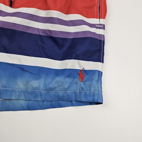 Polo Ralph Lauren Swim Trunks Mens M Striped Lined Drawstring Beach Pockets Red - Picture 4 of 12